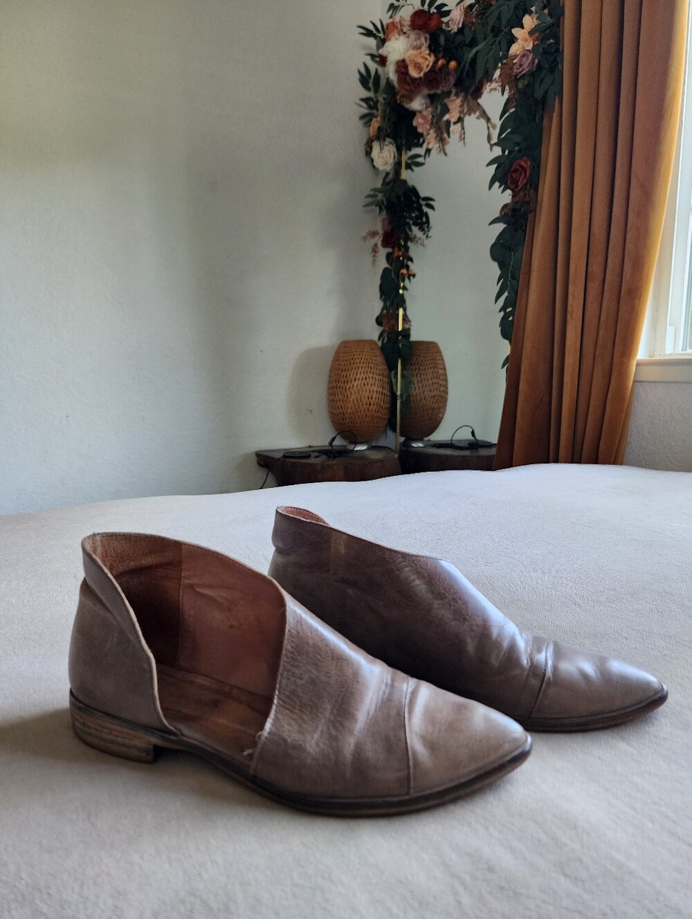 Free People Grey Royale Leather Flats
